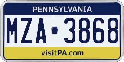 PA license plate MZA3868