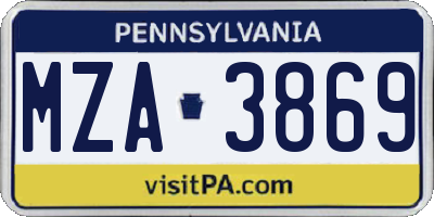 PA license plate MZA3869