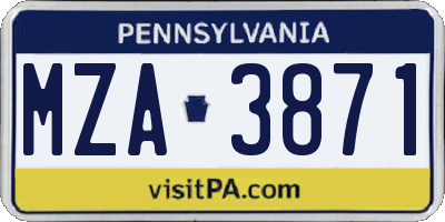 PA license plate MZA3871