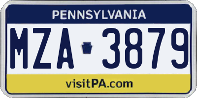 PA license plate MZA3879