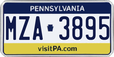 PA license plate MZA3895