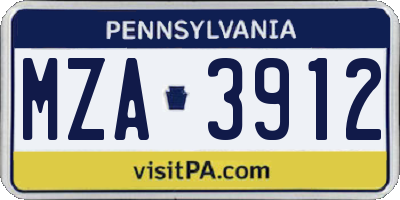 PA license plate MZA3912