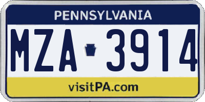 PA license plate MZA3914