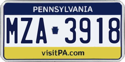 PA license plate MZA3918