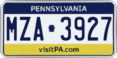 PA license plate MZA3927