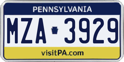 PA license plate MZA3929