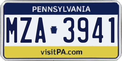 PA license plate MZA3941