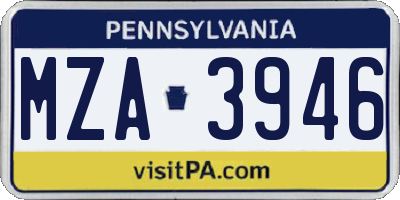 PA license plate MZA3946