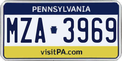 PA license plate MZA3969