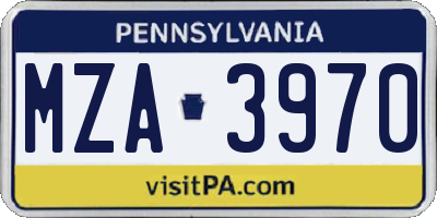 PA license plate MZA3970