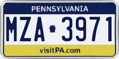 PA license plate MZA3971