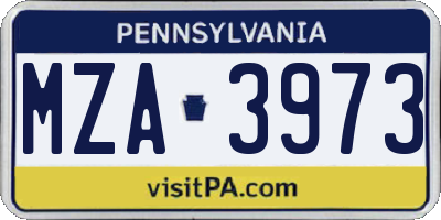PA license plate MZA3973