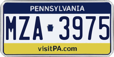 PA license plate MZA3975