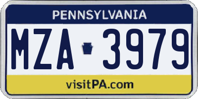 PA license plate MZA3979