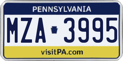 PA license plate MZA3995