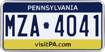 PA license plate MZA4041