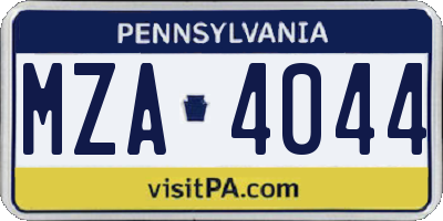 PA license plate MZA4044