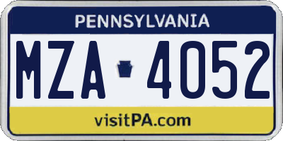 PA license plate MZA4052