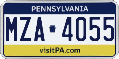 PA license plate MZA4055