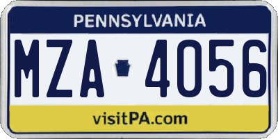 PA license plate MZA4056