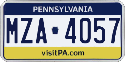 PA license plate MZA4057