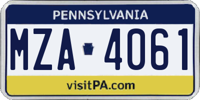 PA license plate MZA4061