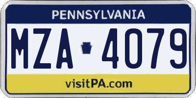 PA license plate MZA4079