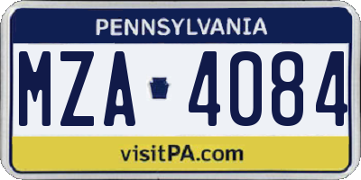 PA license plate MZA4084
