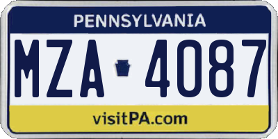PA license plate MZA4087
