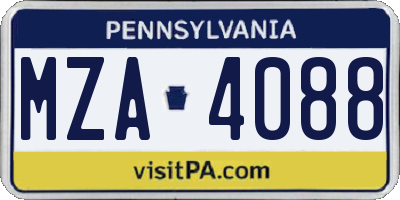 PA license plate MZA4088