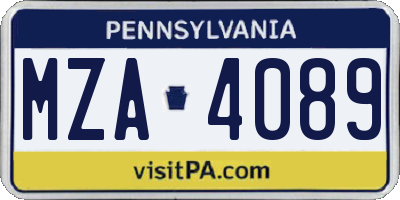 PA license plate MZA4089