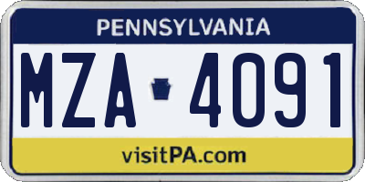 PA license plate MZA4091