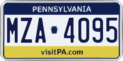 PA license plate MZA4095