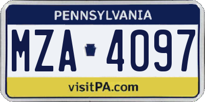 PA license plate MZA4097