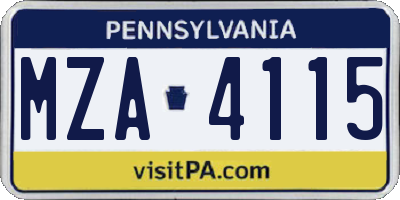 PA license plate MZA4115