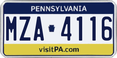 PA license plate MZA4116