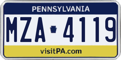PA license plate MZA4119