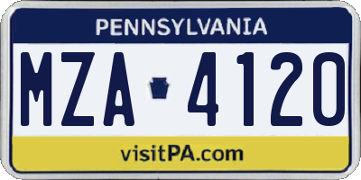 PA license plate MZA4120