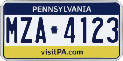 PA license plate MZA4123