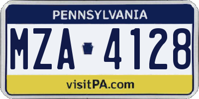 PA license plate MZA4128