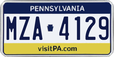 PA license plate MZA4129
