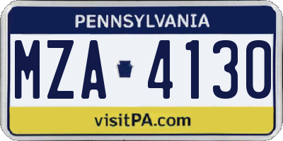 PA license plate MZA4130