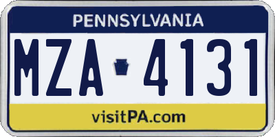 PA license plate MZA4131