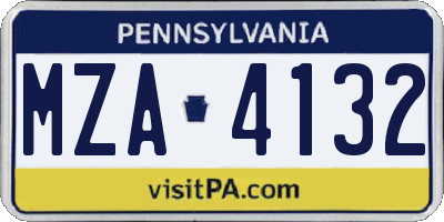 PA license plate MZA4132