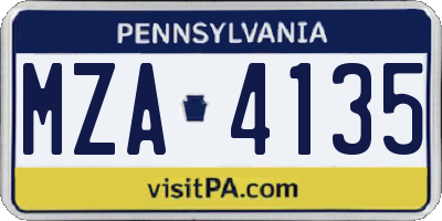 PA license plate MZA4135