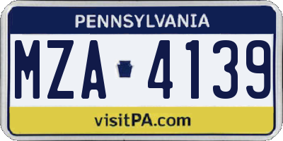PA license plate MZA4139