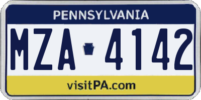 PA license plate MZA4142