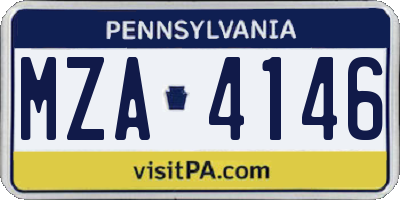 PA license plate MZA4146
