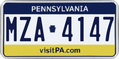 PA license plate MZA4147