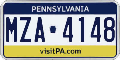 PA license plate MZA4148